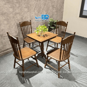 Bộ Bàn Ghế Gỗ Cafe Amish 10 Bộ bàn ghế gỗ cafe ghế Amish bàn mặt vuông