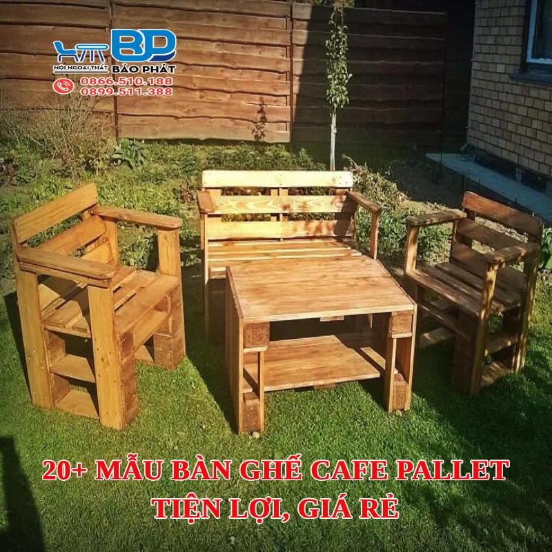 [Tổng hợp] 20+ mẫu bàn ghế cafe pallet tiện lợi, giá rẻ