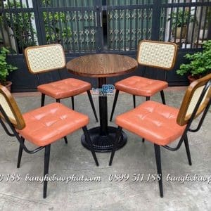 Bàn ghế cafe sắt nệm lưng mây ghế Copine 10 Bàn Ghế Cafe Sắt Nệm Lưng Mây Ghế Copine