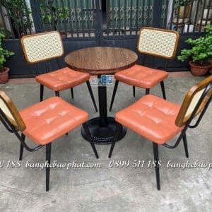 Bàn ghế cafe sắt nệm lưng mây ghế Copine 11 Bàn Ghế Cafe Sắt Nệm Lưng Mây Ghế Copine