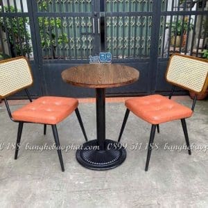 Bàn ghế cafe sắt nệm lưng mây ghế Copine 12 Bàn Ghế Cafe Sắt Nệm Lưng Mây Ghế Copine