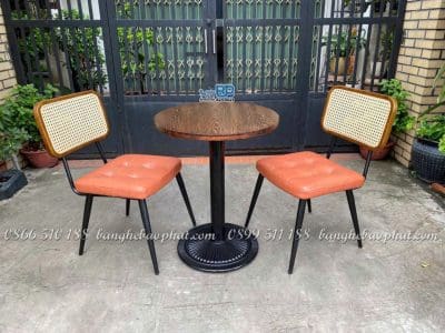 Bàn Ghế Cafe Sắt Nệm Lưng Mây Ghế Copine