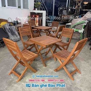 Bộ bàn ghế gỗ xếp mini quán cafe gỗ Bạch Đàn 6 Bàn ghế cafe xếp gỗ bạch đàn