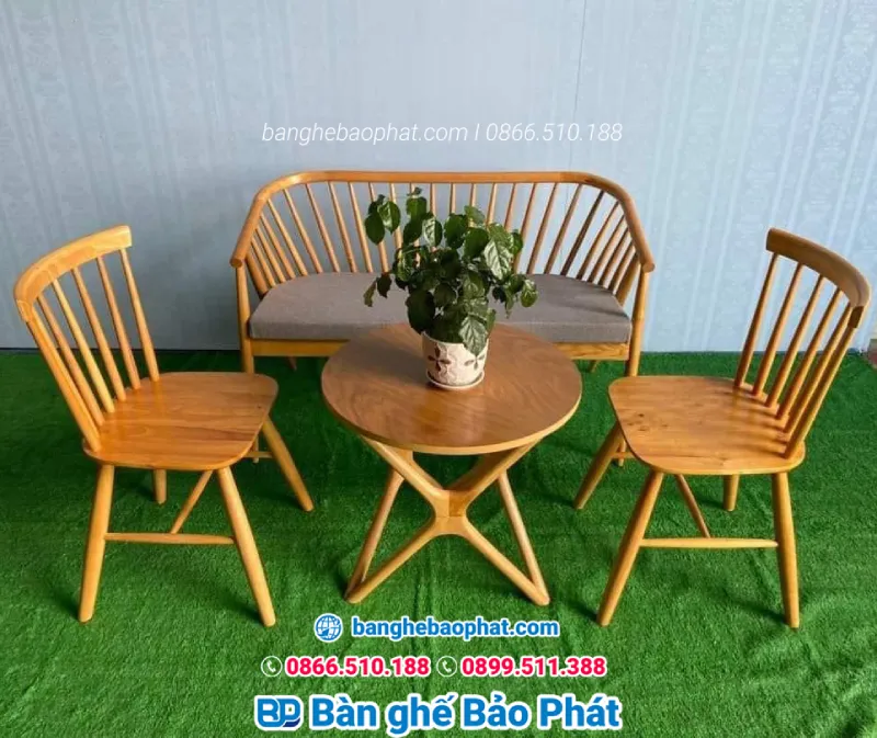 Bàn ghế gỗ cafe Pinston GGBP011