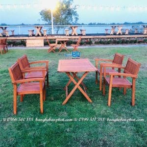 Bộ bàn ghế gỗ Bạch Đàn ngoài trời đẹp 9 Bàn ghế gỗ ngoài trời đẹp