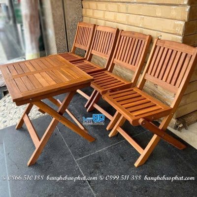 Bàn ghế gỗ xếp dọc mini