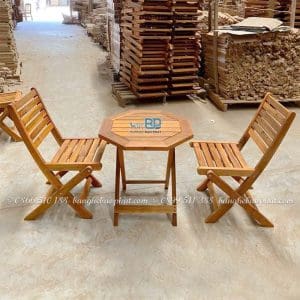 Bộ bàn ghế gỗ xếp ngược thanh ngang