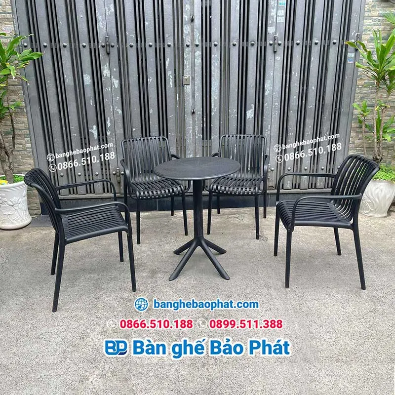 Bàn ghế nhựa cao cấp 3046-BP cho không gian cafe vỉa hè
