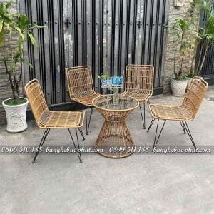 Bàn ghế nhựa giả mây BGNGMBP068