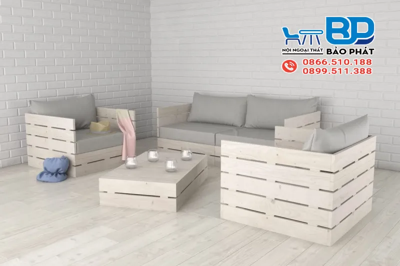 Bàn ghế pallet gỗ cafe phong cách hiện đại