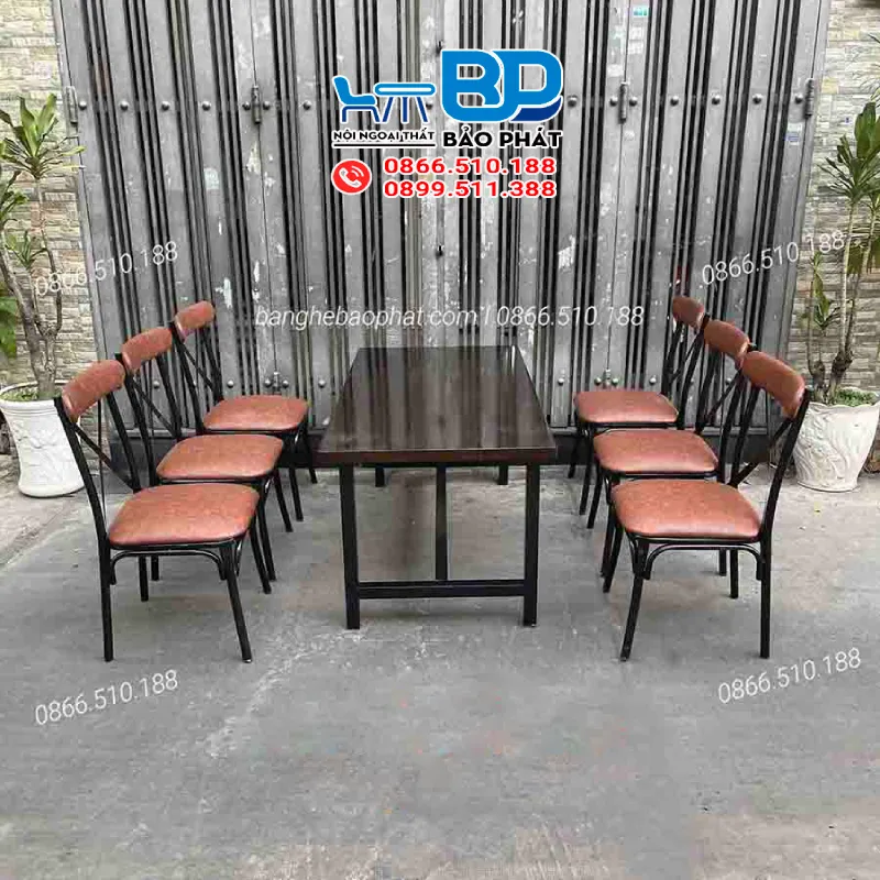 Bàn ghế sắt nệm cho quán nướng