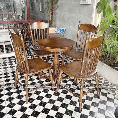 Bộ bàn ghế gỗ cafe Amish bền đẹp giá tốt.