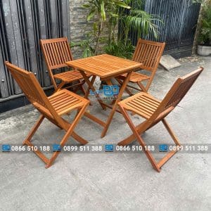 Bộ bàn ghế gỗ xếp cà phê BGGXBP04