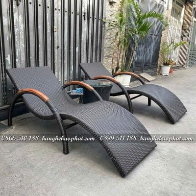 Ghế hồ bơi giả mây khung nhôm GHBBP029