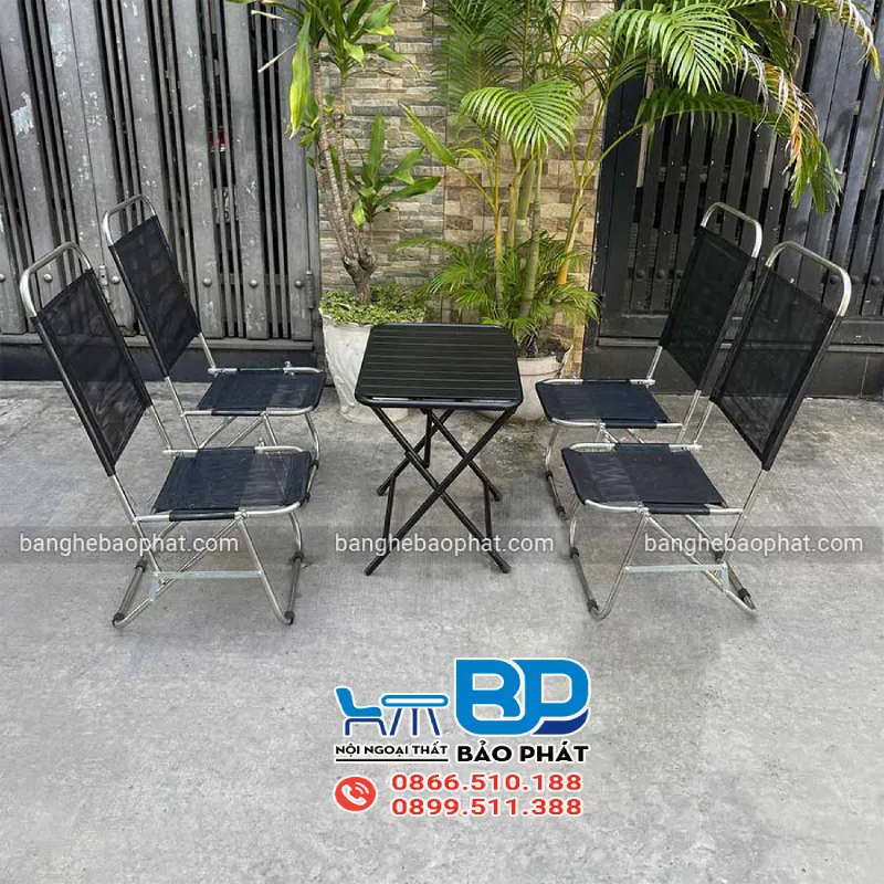 Ghế xếp inox lưng cao