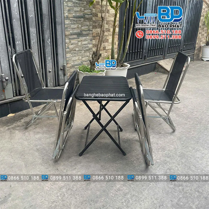 Ghế xếp inox lưng thấp