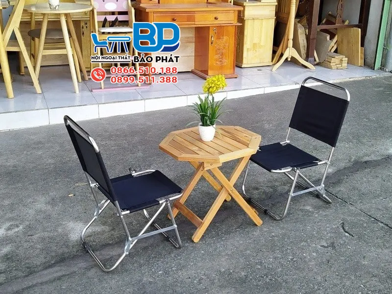 Ghế xếp inox lưới quán cafe