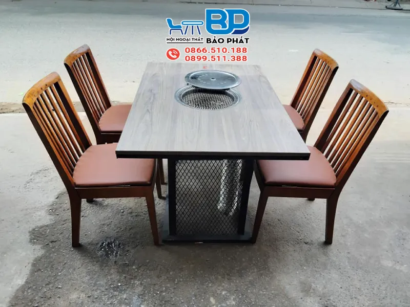 Mẫu bàn ghế quán nướng kết hợp đệm êm ái