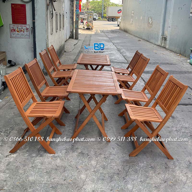 Bộ bàn ghế gỗ xếp cà phê 1 bàn + 4 ghế 9 Ưu điểm của bộ bàn ghế gỗ Bạch Đàn xếp cà phê 1 bàn + 4 ghế.