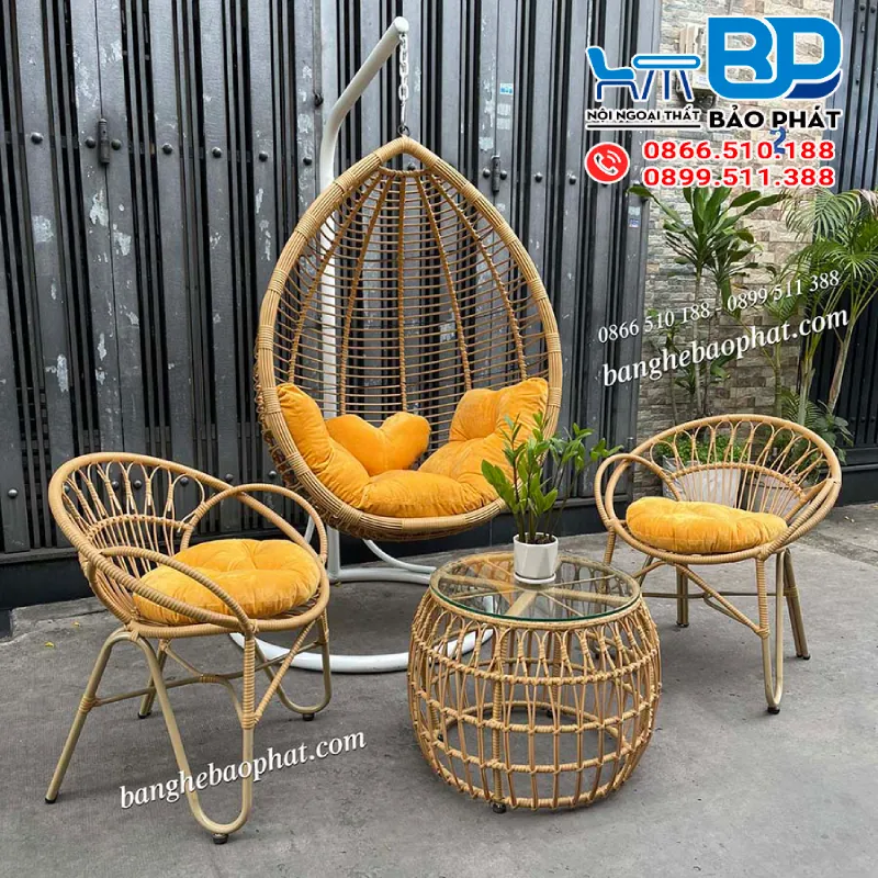 Xích đu ban công nhựa giả mây XĐBP014