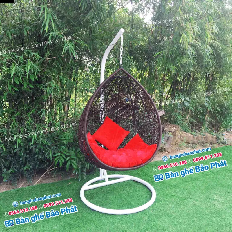 Xích đu giọt nước nhựa giả mây đan rối XĐĐBP007