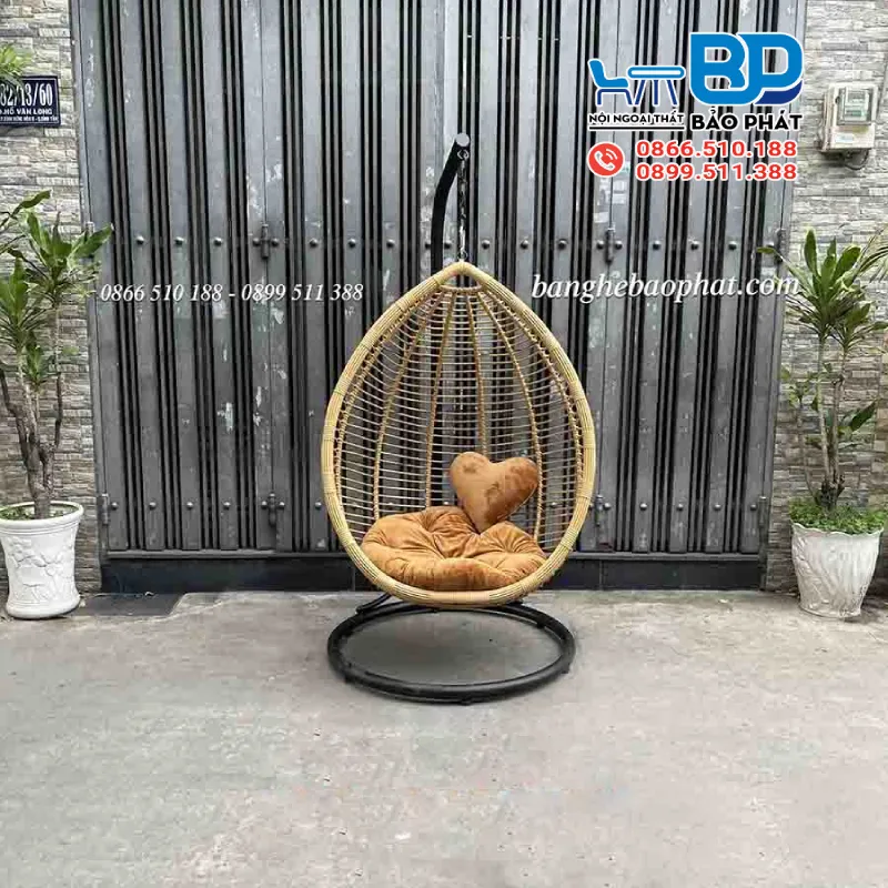 Xích đu hình giọt nước bằng nhựa giả mây XĐBP011