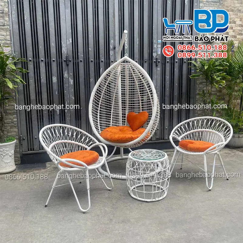 Xích đu treo mây nhựa ngoài trời XĐMNBP017