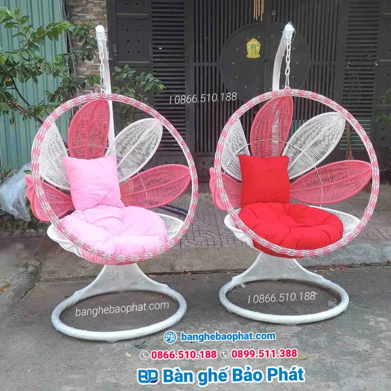 Xích đu treo sân vườn mây nhựa XĐĐBP004