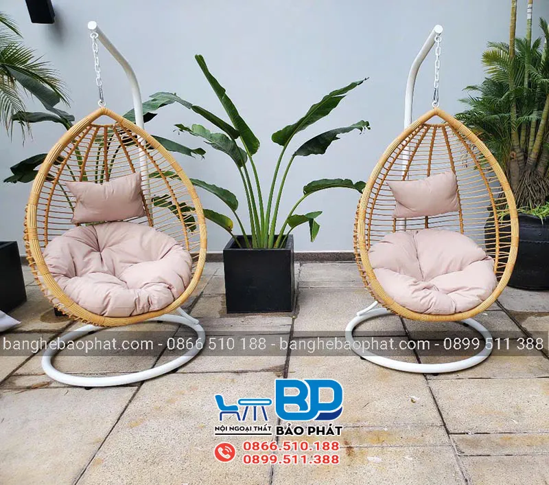 Xích đu trong nhà nhựa giả mây giọt nước dây văng