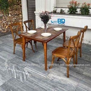 Bộ bàn ghế ăn gỗ ghế Bistro bàn Ashley màu nâu 9 Bộ bàn ghế ăn ghế bistro bàn Ashley màu nâu