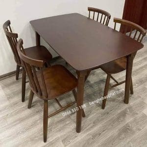 Bộ Bàn Ghế Ăn Gỗ Ghế 7 Song Tiện 11 Bộ bàn ghế ăn gỗ ghế 7 song tiện màu nâu