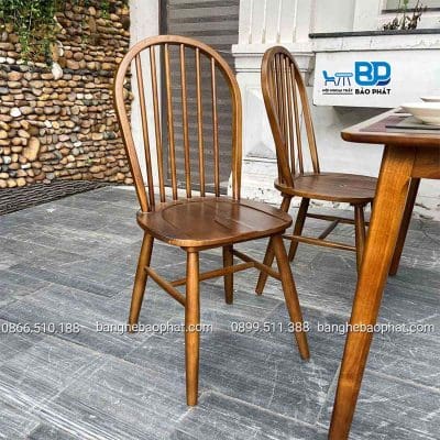 Bàn ghế ăn gỗ ghế Windsor bàn ashley sơn nâu