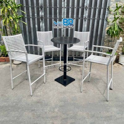 Bàn Ghế bar nhựa giả mây BGBNGMBP010