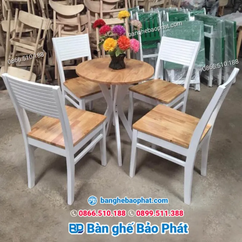Bàn ghế gỗ cafe ghế Chery