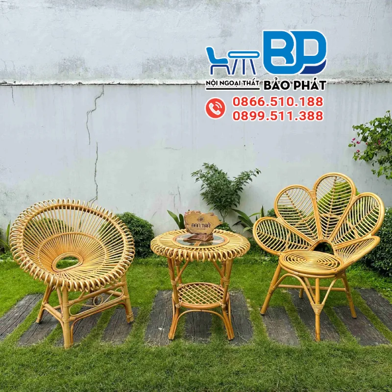 Bàn ghế mây ban công đẹp mắt