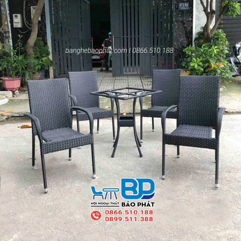Bàn ghế mây nhựa cafe Faso BGNGMCFBP001