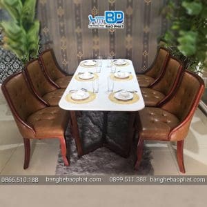 Bàn Ghế Nhà Hàng Phòng Vip Ghế Lucky 10 Bàn ghế nhà hàng phòng vip ghế Lucky màu nâu