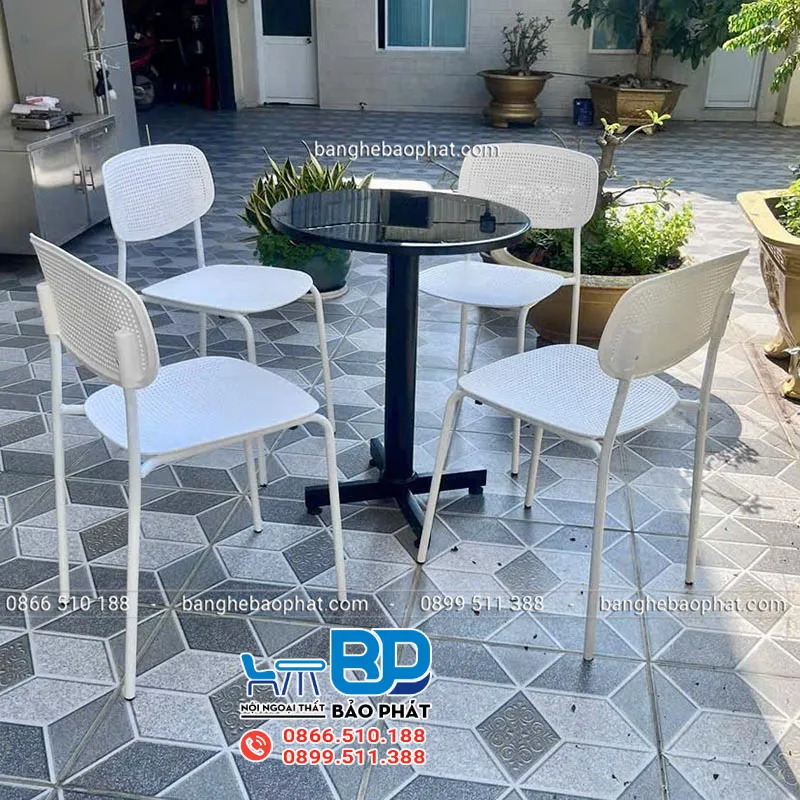 Bàn ghế nhựa cafe chân sắt giá rẻ TB