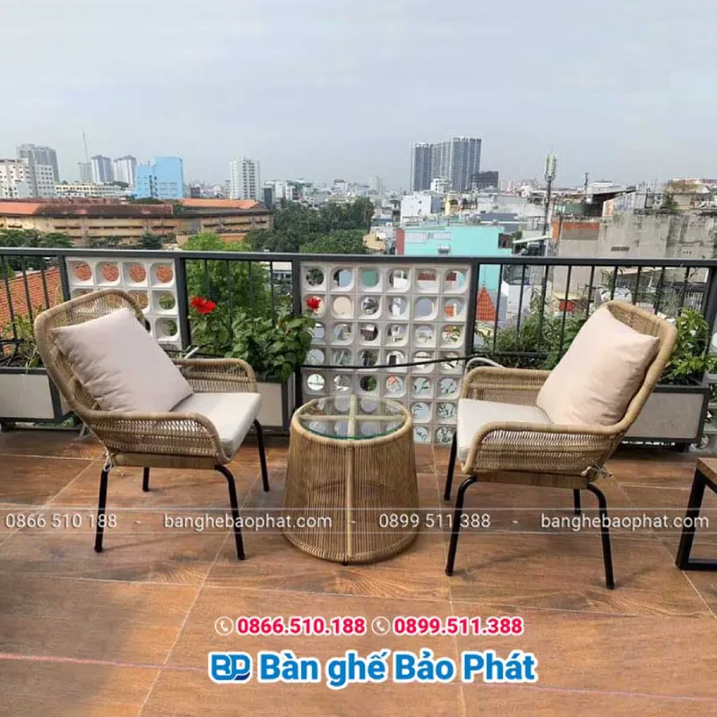 Bàn ghế nhựa giả mây cafe BGNGMTGBP009