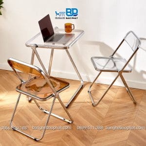 Bàn Ghế Nhựa Trong Suốt Xếp Gọn 12 Bàn ghế nhựa trong suốt xếp gọn