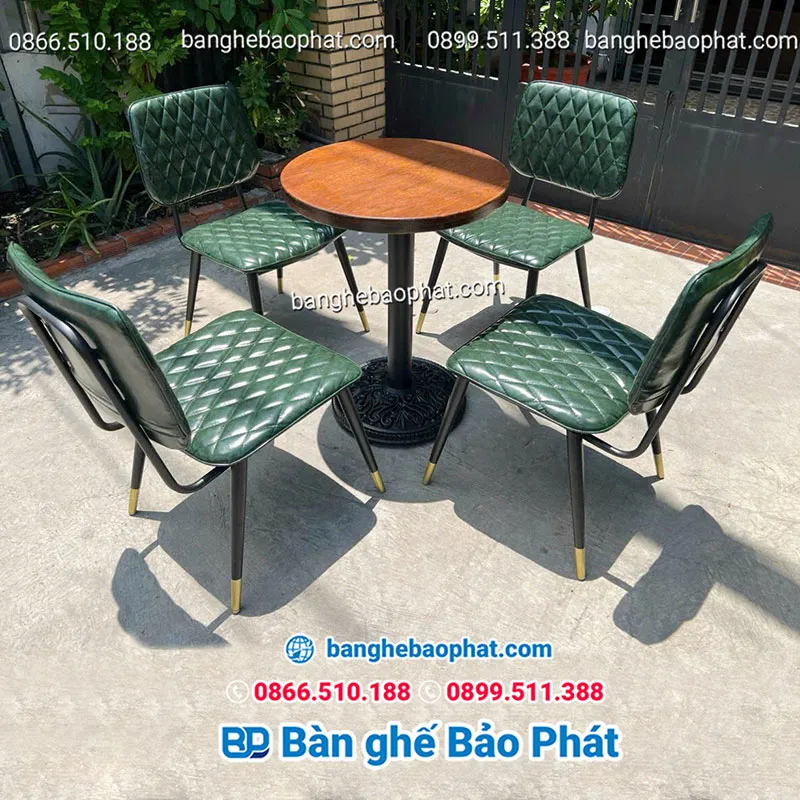 Bàn ghế sắt nệm cafe BGSBP042