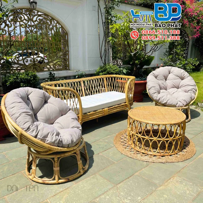 Bàn ghế từ chất liệu mây có tính thẩm mỹ cao