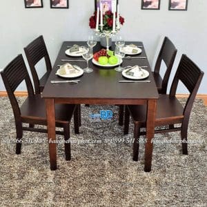 Bộ Bàn Ghế Phòng Ăn Bằng Gỗ Ghế Cherry 12 Bộ bàn ghế ăn bằng gỗ ghế cherry màu nâu