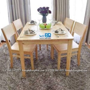 Bộ Bàn Ghế Phòng Ăn Bằng Gỗ Ghế Cherry 11 Bộ bàn ghế ăn bằng gỗ ghế cherry màu tự nhiên