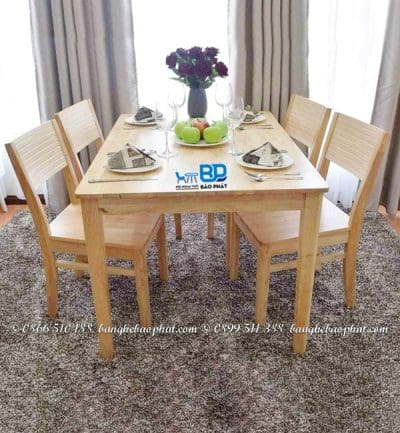 Bộ bàn ghế ăn bằng gỗ ghế cherry màu tự nhiên