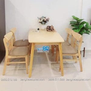 Bộ bàn ghế ăn bằng gỗ ghế mango