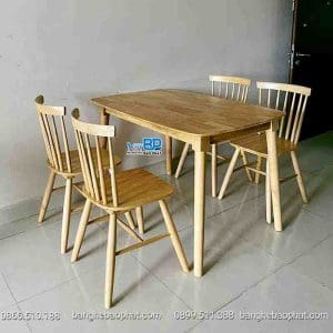 Bộ bàn ghế ăn gỗ ghế 7 song tiện