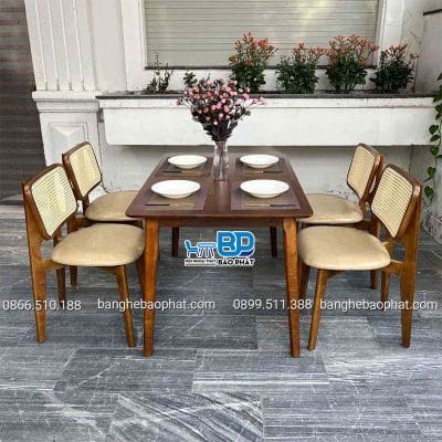 Bộ bàn ghế ăn gỗ ghế CH301 bàn Ashley màu nâu
