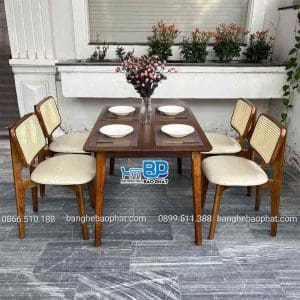 Bộ bàn ghế ăn gỗ ghế CH301 bàn Ashley màu nâu