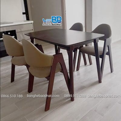 Bộ Bàn Ghế ăn Gỗ Ghế Chữ A màu nâu